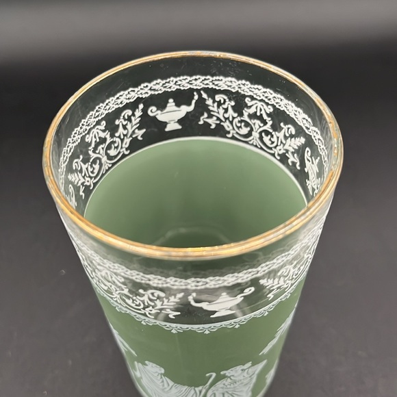 3 Vintage Wedgewood Jasperware Hellenic Jeanette Green Greek Glasses - Picture 8 of 8